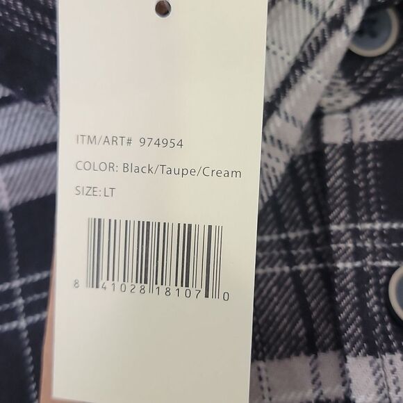 Jachs. Flannel. Black, Gray and White Plaid Button-Up Shirt. Size LT. NWT - Picture 9 of 9